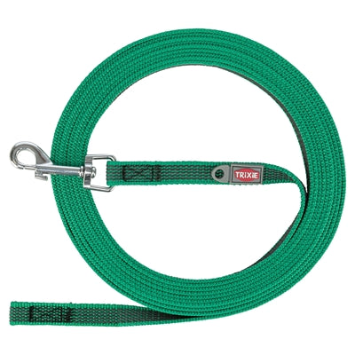 Trixie Sleeplijn Met Rubber Bekleed Zonder Handlus Groen - 15 mtrx1.5 cm