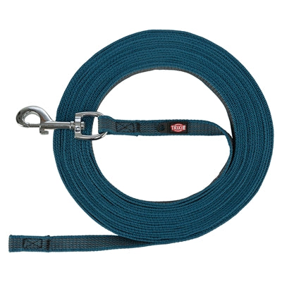 Trixie Hondenriem Sleeplijn Met Rubber Anti Slip Petrol Blauw - L/Xl 10 Mtr X 1.7 cm