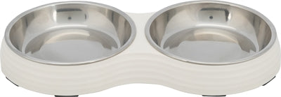 Trixie Voerbak Kat Dubbel Melamine / RVS Wit - 2x200 ml 27x14x3 cm