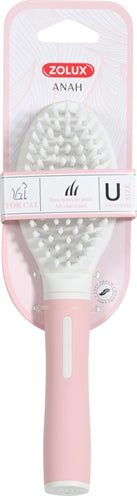 Zolux Anah Borstel Zacht Roze / Wit - 5.5x3.5x21 cm