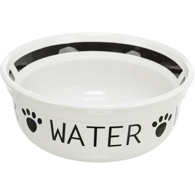 Trixie Drinkbak Hond Water Keramiek Wit / Zwart - 600 ml 15 cm
