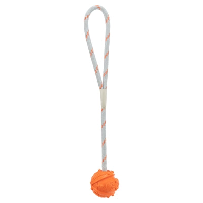 Trixie Bal Aan Touw Natuurrubber Drijvend Oranje - 4.5 cm / 35 cm