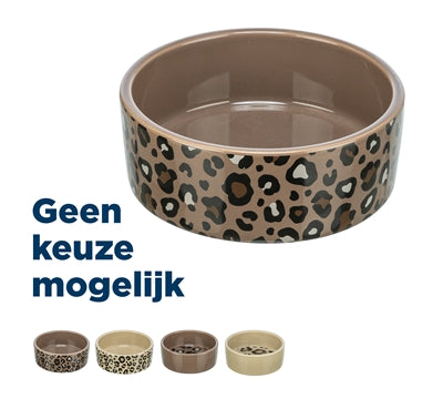 Trixie Voerbak / Drinkbak Leo Kat Keramiek Panterprint Assorti - 12 cm 300 ml
