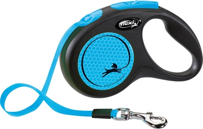 Flexi Rollijn New Classic Neon Tape Zwart / Blauw - S 5 Mtr Tot 15 kg