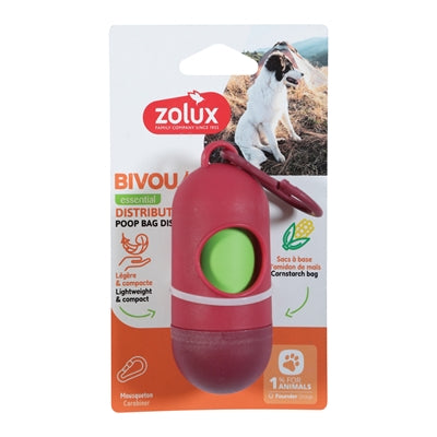 Zolux Bvk Poepzakhouder + 15 Poepzakjes Rood - 4x4x14 cm