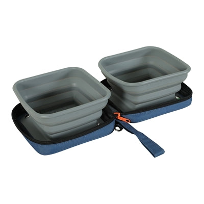 Zolux Bvk 2In1 Opvouwbare Voerbak En Drinkbak Blauw - 2x700 ml