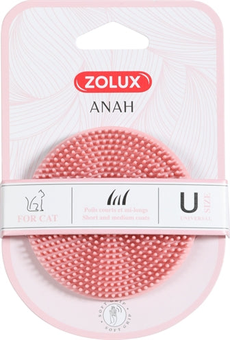 Zolux Anah Borstel Rond Rubber Roze - 7.5x7.5x3 cm