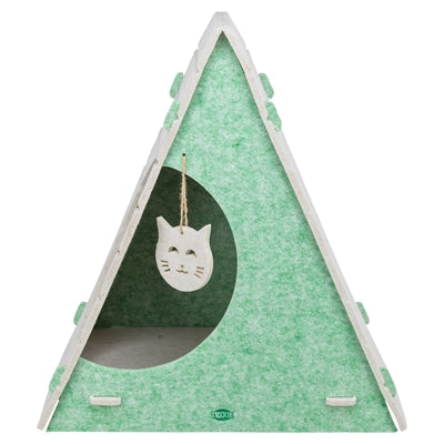 Trixie Kattenmand Speelbox Lucy Driehoekig Vilt Zand / Groen - 46x38x50 cm