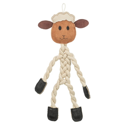Trixie Schaap Touw Met Leer Bruin - 42 cm