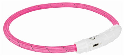 Trixie Lichtgevende Halsband Hond Flash Usb Tpu / Nylon Roze - 45x0.7 cm