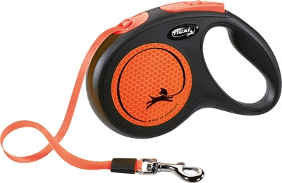 Flexi Rollijn New Classic Neon Tape Zwart / Oranje - M 5 Mtr Tot 25 kg