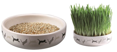 Trixie Kattengraszaad 50Gr In Keramiek - 15x15x4 cm