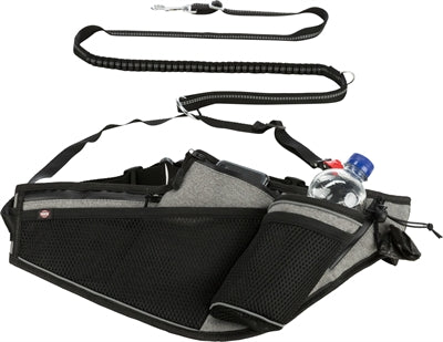 Trixie Joggingriem Met Lijn Grijs / Zwart - 115-150x2 cm / 70-130x23 cm