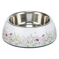 Trixie Voerbak / Drinkbak Bloemmotief Rvs Wit / Meerkleurig - 22x22x7.5 cm