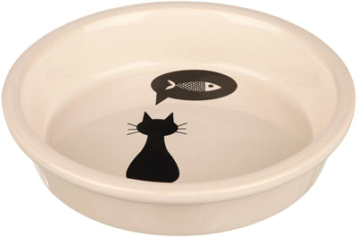 Trixie Voerbak Keramiek Wit Met Silhouette Kat - 250 ml 13 cm