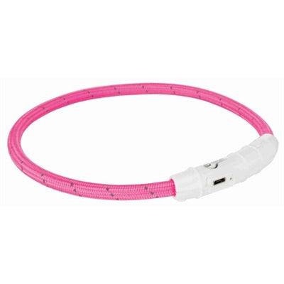 Trixie Lichtgevende Halsband Hond Flash Usb Tpu / Nylon Roze - 65x0.7 cm