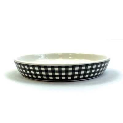 Happy Pet Tabby Patch Voerbak Kat Ruit Keramisch Zwart / Wit - 15x15x2 cm