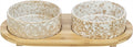 Trixie Set Voerbak / Waterbak Keramiek / Bamboe Wit / Natuur - 2x300 ml 30x6x15 cm