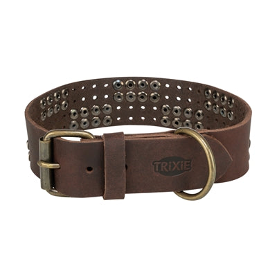 Trixie Halsband Hond Rivet Rustic Vetleer Donkerbruin - l 47-54 cmx4 cm