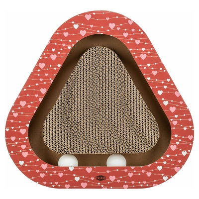 Trixie Krabplank Hartjes Met Ballen Driehoekig Karton Rood - 36x36x5 cm