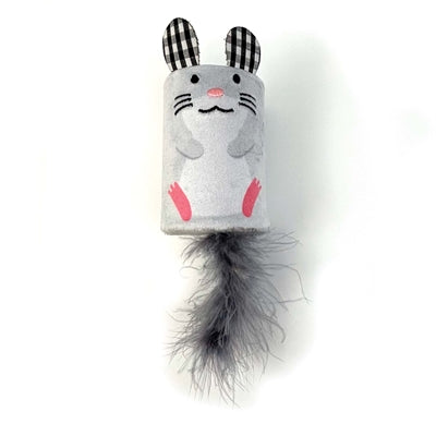 Happy Pet Tabby Patch Muis Ratel En Roller Grijs - 18x7x7 cm